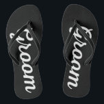 Men's Groom Themed Wedding Thin Strap Black Thongs Flip Flops<br><div class="desc">Thongs/Flip Flaps design for the groom outfit for the wedding or bucks party, available in thin and thick straps. Print is also available in other Items in our shop. Style: Adult Flip Flops, Slim Straps The beach is calling, and these jandals are your answer! Pay ode to the summer and...</div>
