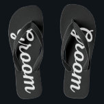 Men's Groom Themed Wedding Wide Strap Black Thongs Flip Flops<br><div class="desc">Thongs/Flip Flaps design for the groom outfit for the wedding or bucks party, available in thin and thick straps. Print is also available in other Items in our shop. Style: Adult Flip Flops, Wide Straps The beach is calling, and these jandals are your answer! Pay ode to the summer and...</div>
