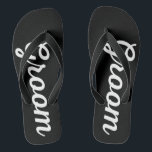 Men's Groom Themed Wedding Wide Strap Black Thongs Flip Flops<br><div class="desc">Thongs/Flip Flaps design for the groom outfit for the wedding or bucks party, available in thin and thick straps. Print is also available in other Items in our shop. Style: Adult Flip Flops, Wide Straps The beach is calling, and these jandals are your answer! Pay ode to the summer and...</div>