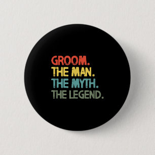 Mens Groom Wedding Bachelor Party Retro Vintage Button