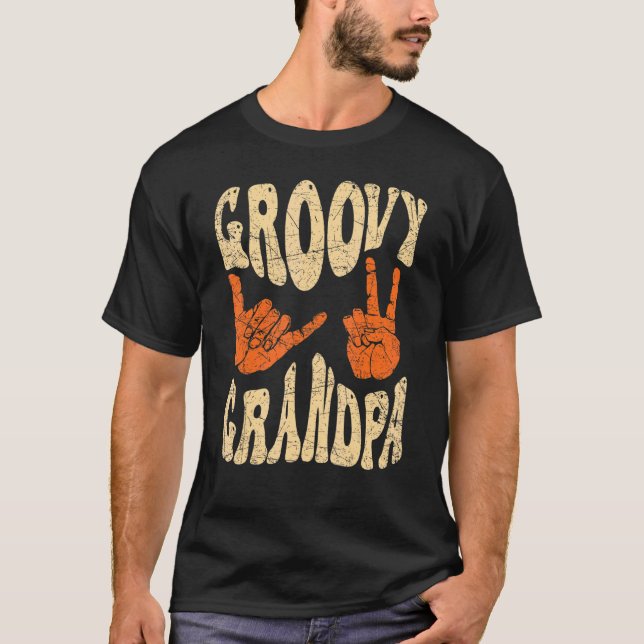 Mens Groovy Grandpa 70s Aesthetic Nostalgia 1970's T-Shirt (Front)