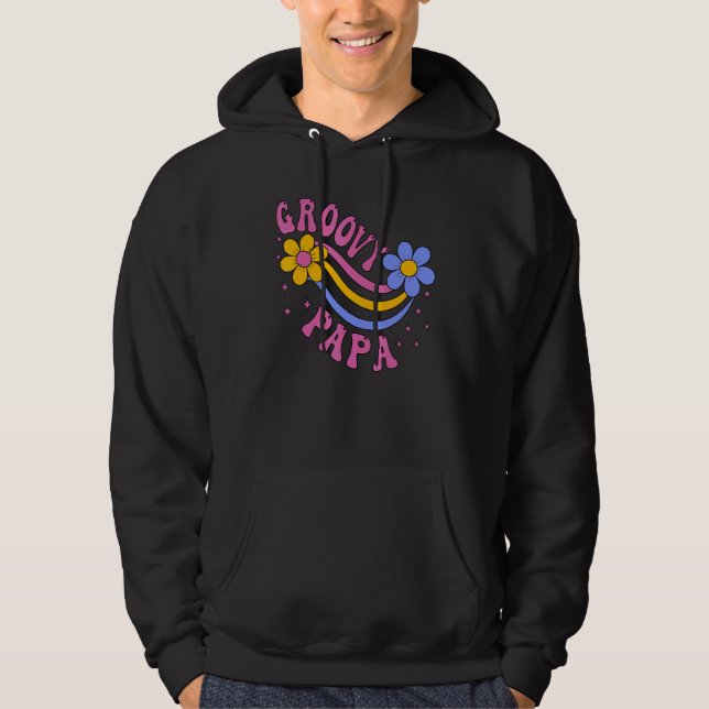 Mens Groovy Papa 70s Aesthetic Nostalgia 1970's Re Hoodie (Front)