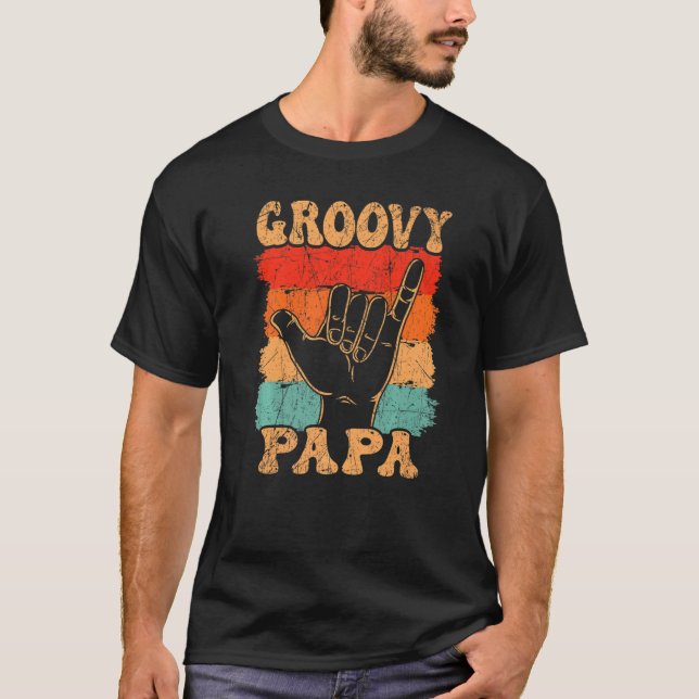 Mens Groovy Papa 70s Aesthetic Nostalgia 1970's Re T-Shirt (Front)