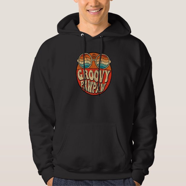 Mens Groovy Pawpaw 70s Aesthetic Nostalgia 1970's  Hoodie (Front)