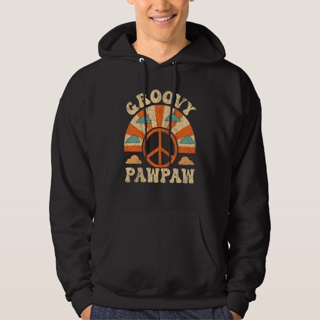 Mens Groovy Pawpaw 70s Aesthetic Nostalgia 1970's  Hoodie (Front)