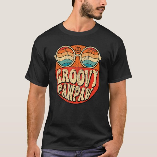 Mens Groovy Pawpaw 70s Aesthetic Nostalgia 1970's  T-Shirt (Front)