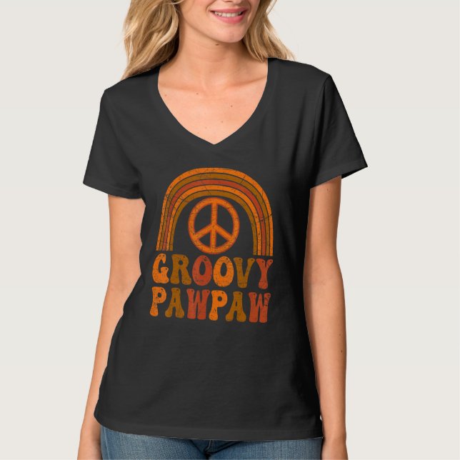 Mens Groovy Pawpaw 70s Aesthetic Nostalgia 1970's  T-Shirt (Front)