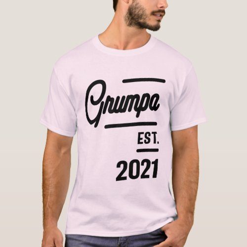 Mens Grumpa Est 2021  Grandfather Gift T_Shirt