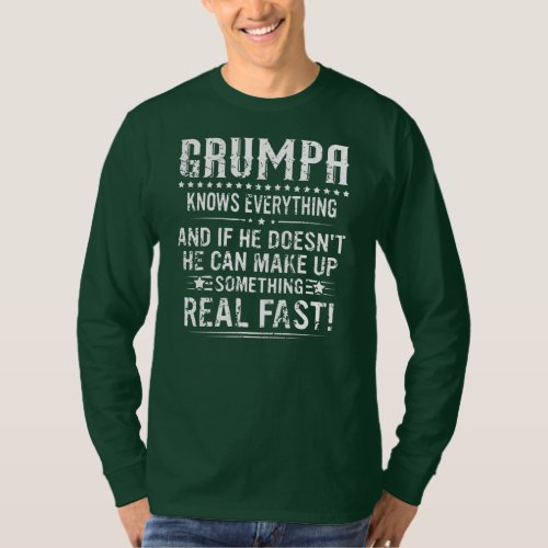 Mens GRUMPA Know Everything Fathers Day Funny T_Shirt