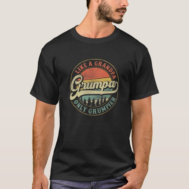 Mens Grumpa Like A Grandpa Only Grumpier Retro Gru T-Shirt (Front)