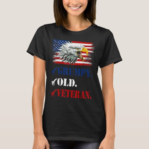 Mens Grumpy Old Veteran American Eagle Flag Cool F T_Shirt