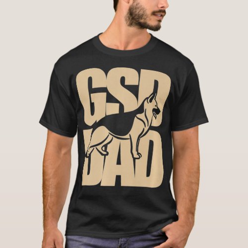 Mens GSD DAD German Shepherd silhouette fun fair  T_Shirt