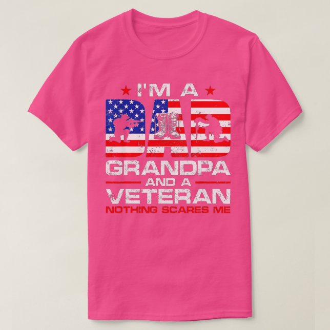 Mens Gun American Flag I'm A Dad Grandpa And A Vet T-Shirt (Design Front)