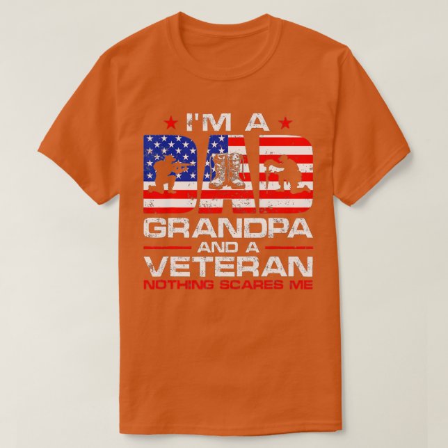 Mens Gun American Flag I'm A Dad Grandpa And A Vet T-Shirt (Design Front)