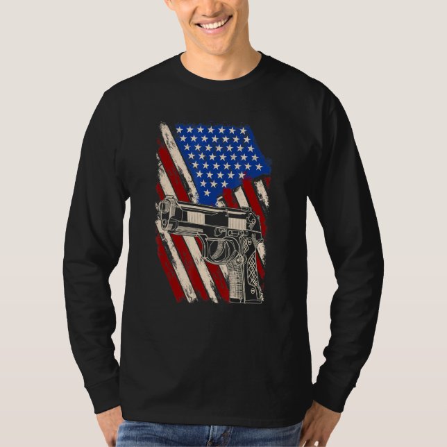 Mens Gun Owner - Retro Distressed Usa Gun Flag - P T-Shirt (Front)
