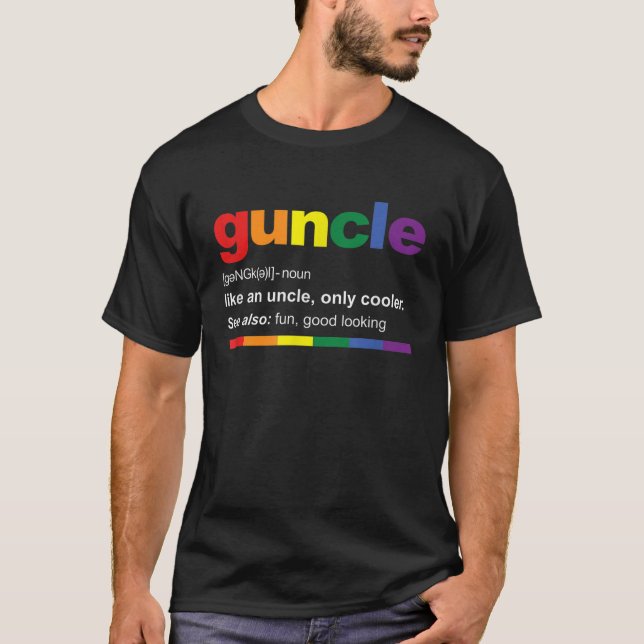 Mens Guncle Definition Rainbow Funny Gift for Gay  T-Shirt (Front)