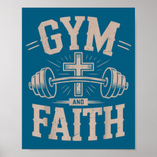 Mens gym faith fitness christian workout jesus poster