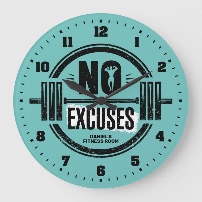 Men's Gym Fitness Room Personalized Wall Clock (Front)
