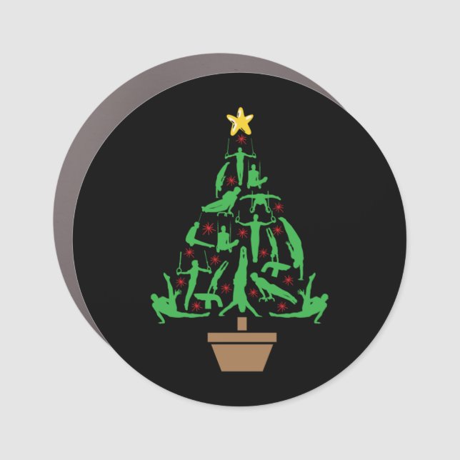 Men's Gymnastics Christmas Tree Car Magnet (Front)