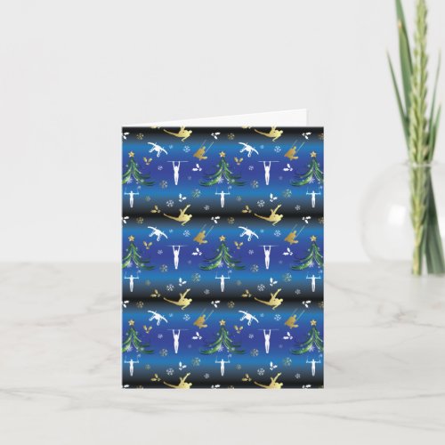 Mens Gymnastics Christmas Tree Card