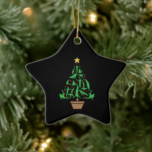 Mens Gymnastics Christmas Tree Ceramic Ornament