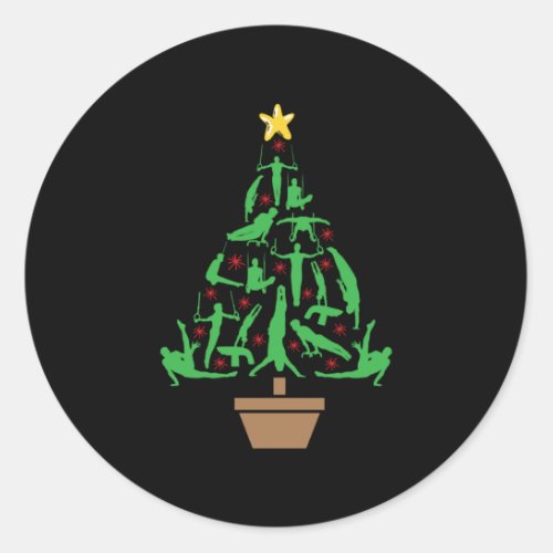 Mens Gymnastics Christmas Tree Classic Round Sticker