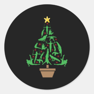 Men's Gymnastics Christmas Tree Classic Round Sticker