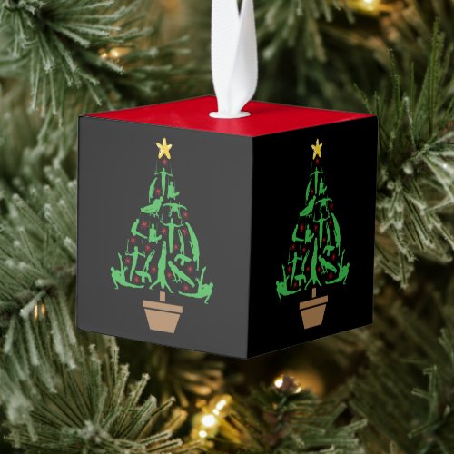 Mens Gymnastics Christmas Tree Cube Ornament