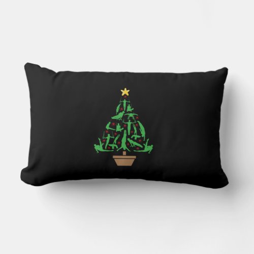 Mens Gymnastics Christmas Tree Lumbar Pillow