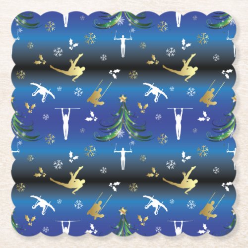 Mens Gymnastics Christmas Tree Paper Coaster