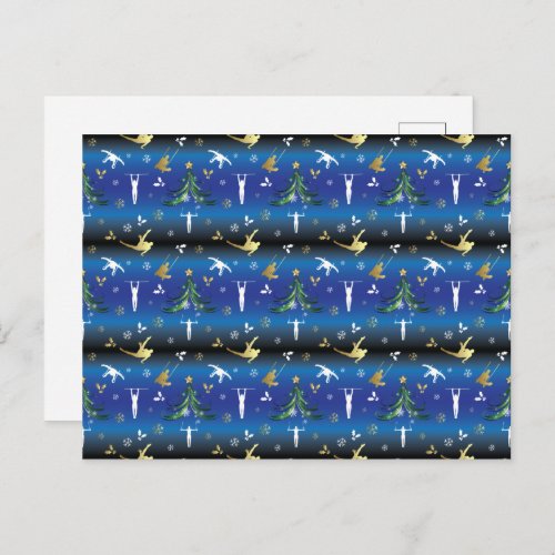 Mens Gymnastics Christmas Tree Postcard