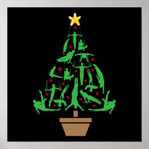 Men's Gymnastics Christmas Tree Poster