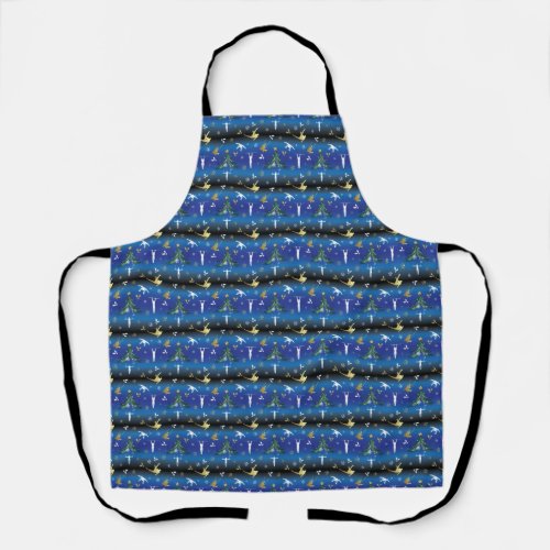 Mens Gymnastics Christmas Tree Snowflake Apron