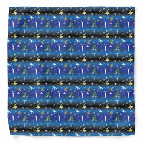 Mens Gymnastics Christmas Tree Snowflake Bandana