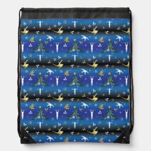 Men's Gymnastics Christmas Tree Snowflake Drawstring Bag