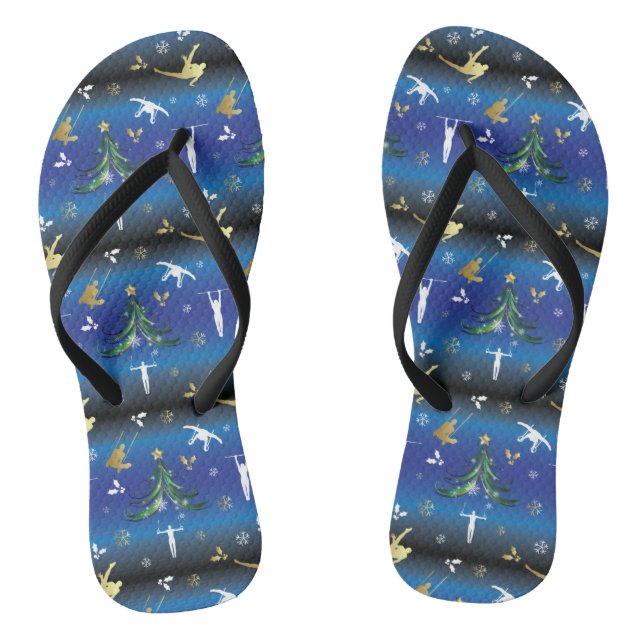 Men's Gymnastics Christmas Tree Snowflake Flip Flops (Footbed)
