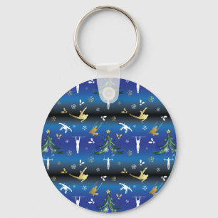 Men's Gymnastics Christmas Tree Snowflake Keychain
