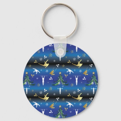 Mens Gymnastics Christmas Tree Snowflake Keychain