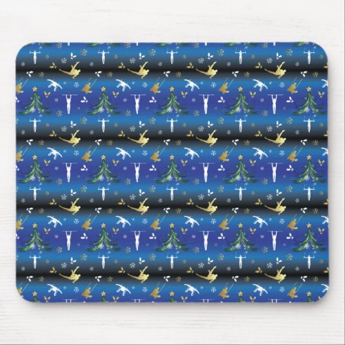 Mens Gymnastics Christmas Tree Snowflake Mouse Pad