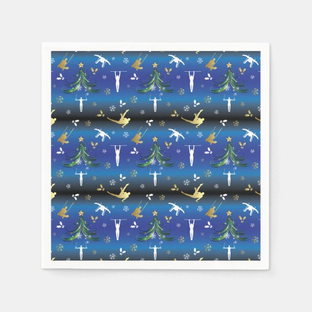 Men's Gymnastics Christmas Tree Snowflake Napkins (Front)