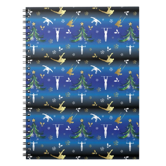 Men's Gymnastics Christmas Tree Snowflake Notebook (Front)