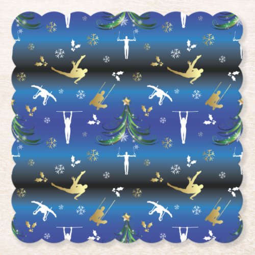 Mens Gymnastics Christmas Tree Snowflake Paper Coaster