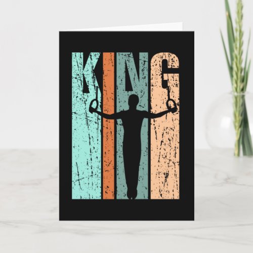 Mens Gymnastics King Retro Distressed Birthday Card