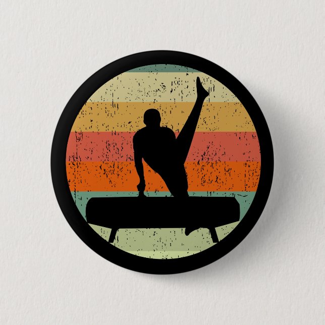 Mens Gymnastics Male Gymnast at Sunset Button (Front)