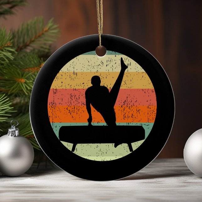 Mens Gymnastics Male Gymnast at Sunset Ceramic Ornament (Creator Uploaded)