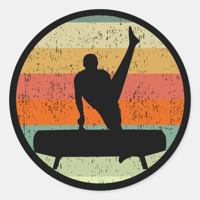 Mens Gymnastics Male Gymnast at Sunset Classic Round Sticker (Front)