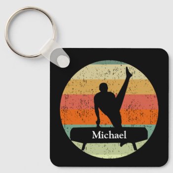 Mens Gymnastics Male Gymnast At Sunset Custom Keychain by epicdesigns at Zazzle