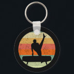 Mens Gymnastics Male Gymnast at Sunset Keychain<br><div class="desc">Mens Gymnastics Boys Team Sunset. Strong male gymnast on a pommel horse in front of a cool retro sunset image.</div>