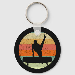Mens Gymnastics Male Gymnast at Sunset Keychain