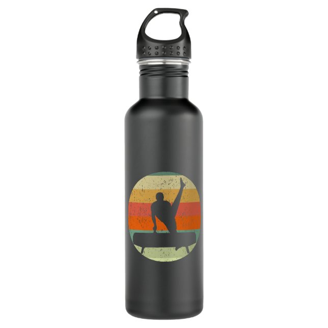 Mens Gymnastics Male Gymnast at Sunset Stainless Steel Water Bottle (Front)